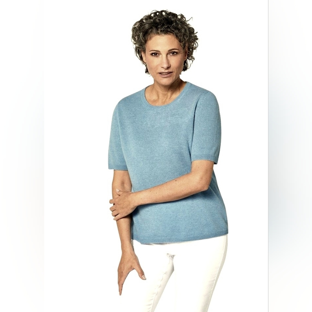 Peter Hahn Seafoam Green Short Sleeve Pure New Wool Sweater Size 38 US 12